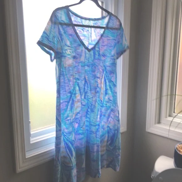 Lilly Pulitzer | Dresses | Lilly Pulitzer Jessica Short Sleeve Tshirt Dress  Aboat Time Sailboat Size M | Poshmark